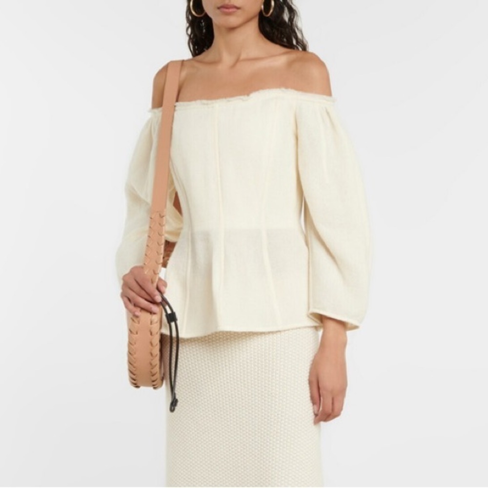 CHLOÉ Wool And Cashmere Off The Shoulder Top In Iconic Milk